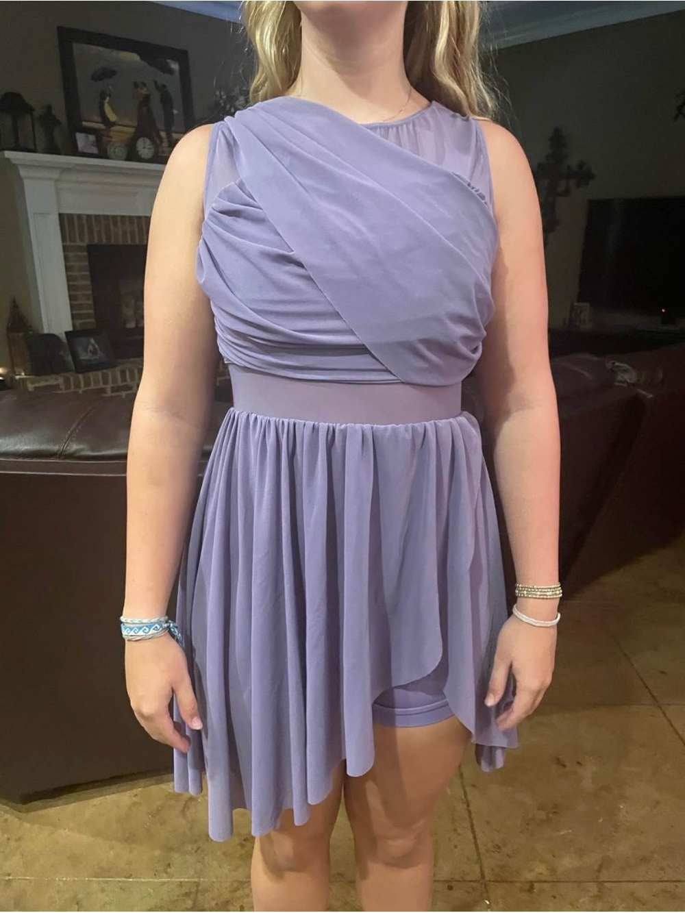 Source Unknown Lavender Lilac Chiffon Fit-and-Flare Dress